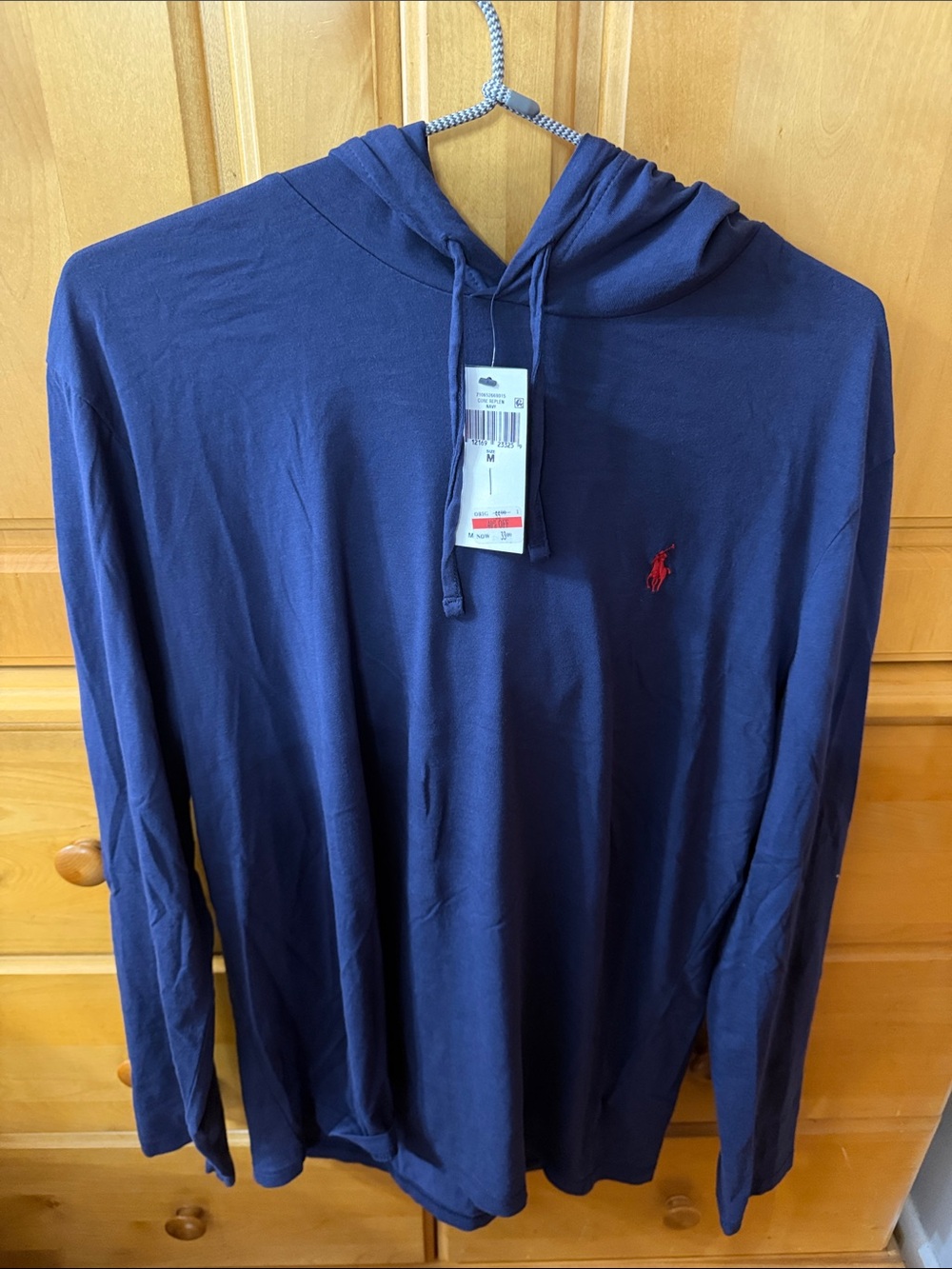 Polo by Ralph Lauren Navy Hooded Long-Sleeve Shirt with Red Pony